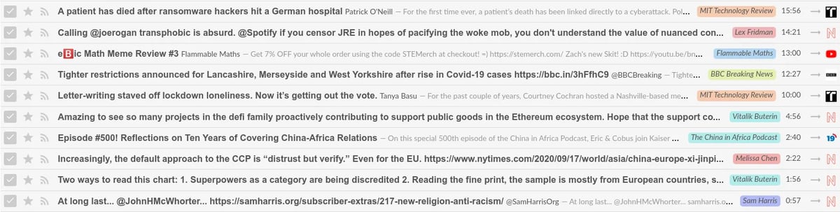 RSS feed in Tiny Tiny RSS